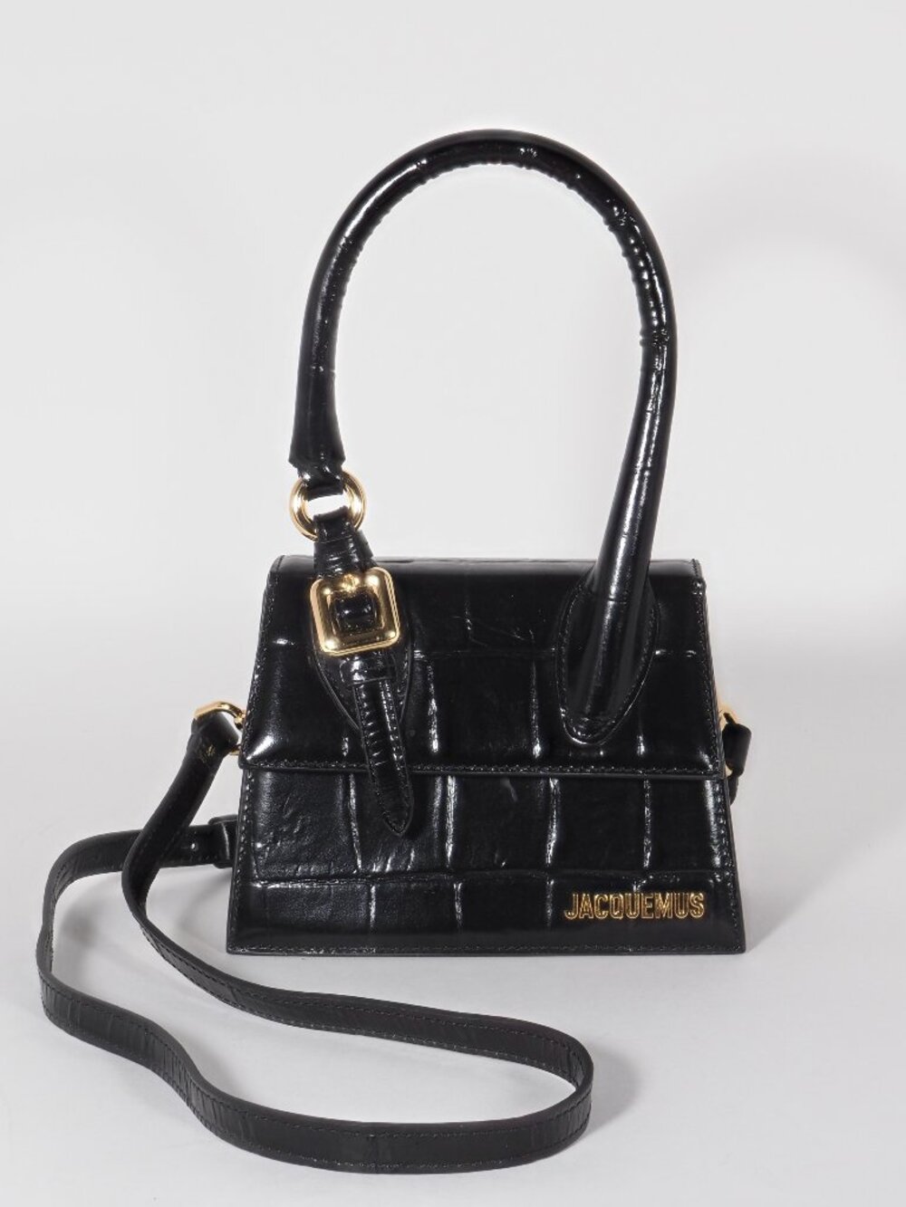 Jacquemus Le Chiquito Moyen Black Patent Leather Top Handle Bag